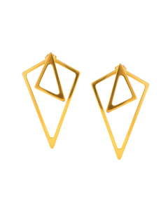 Brinco Triângulos Geométricos Semijoia Folheado a Ouro 18K 1